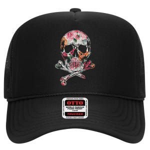 Summer Flower Skull High Crown Mesh Back Trucker Hat