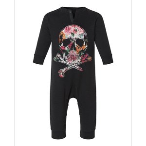 Summer Flower Skull Infant Fleece One Piece