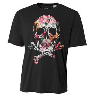 Summer Flower Skull Cooling Performance Crew T-Shirt