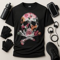 Summer Flower Skull Cooling Performance Crew T-Shirt