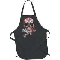 Summer Flower Skull Full-Length Apron With Pockets