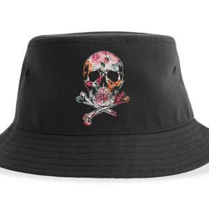 Summer Flower Skull Sustainable Bucket Hat