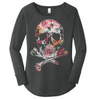 Summer Flower Skull Women's Perfect Tri Tunic Long Sleeve Shirt