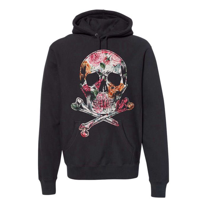 Summer Flower Skull Premium Hoodie