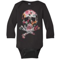 Summer Flower Skull Baby Long Sleeve Bodysuit