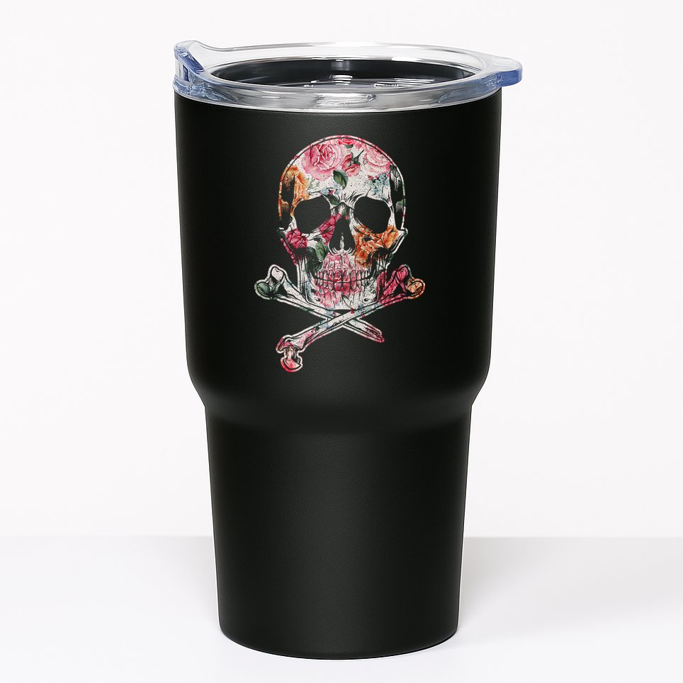 Summer Flower Skull Tumbler