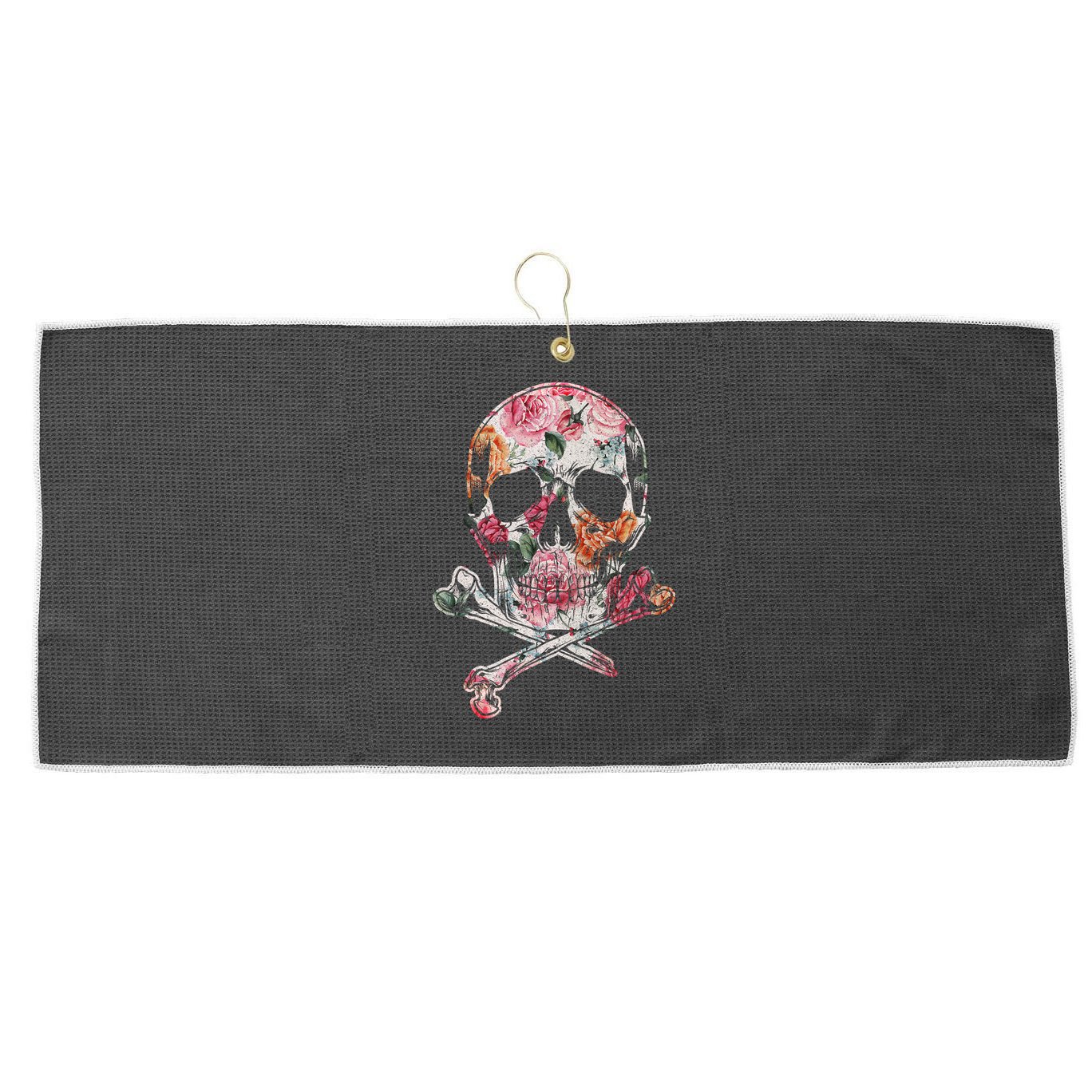 Summer Flower Skull Large Microfiber Waffle Golf Towel