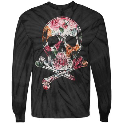 Summer Flower Skull Tie-Dye Long Sleeve Shirt