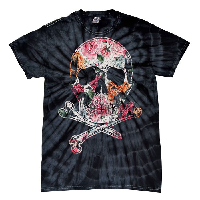 Summer Flower Skull Tie-Dye T-Shirt