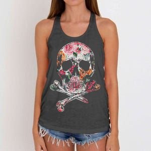 Summer Flower Skull Women's Knotted Racerback Tank