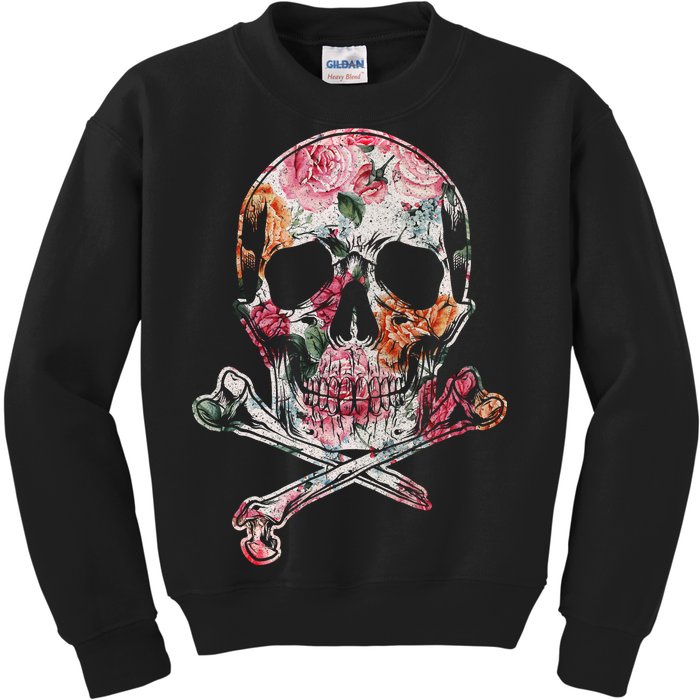 Summer Flower Skull Kids Sweatshirt