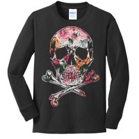 Summer Flower Skull Kids Long Sleeve Shirt