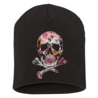 Summer Flower Skull Short Acrylic Beanie