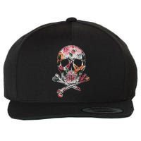 Summer Flower Skull Wool Snapback Cap