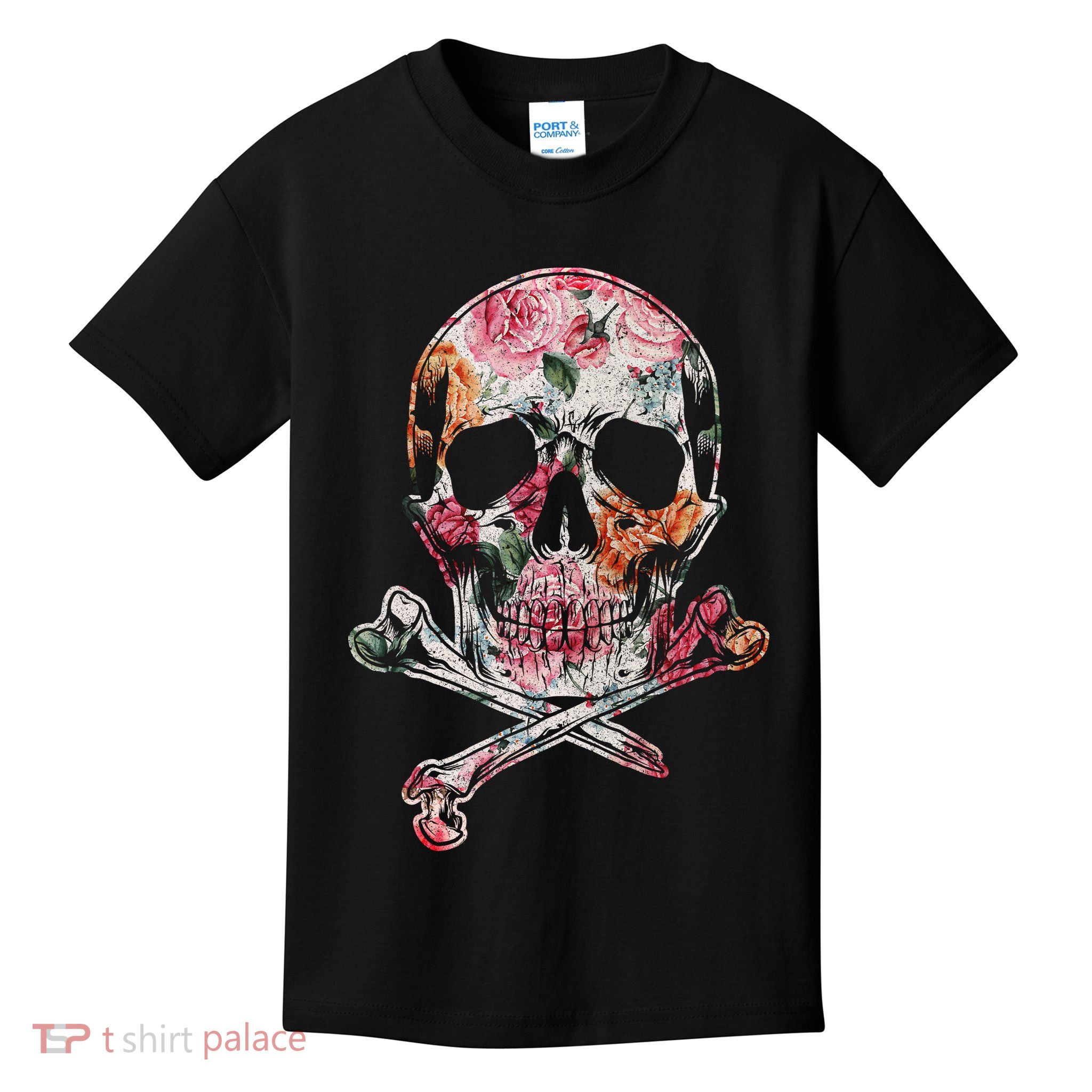 Summer Flower Skull Kids T-Shirt