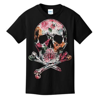 Summer Flower Skull Kids T-Shirt