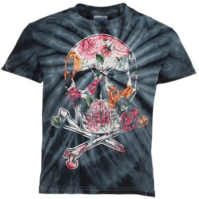 Summer Flower Skull Kids Tie-Dye T-Shirt