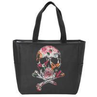 Summer Flower Skull Zip Tote Bag