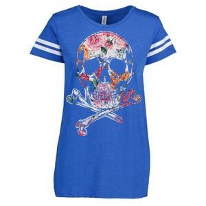 Summer Flower Skull Enza Ladies Jersey Football T-Shirt