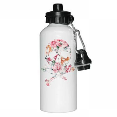 Summer Flower Skull Aluminum Water Bottle