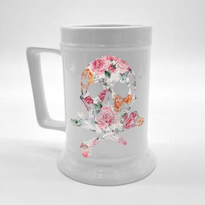 Summer Flower Skull Beer Stein