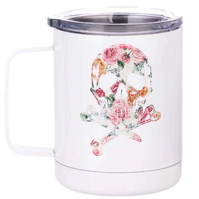 Summer Flower Skull 12 oz Stainless Steel Tumbler Cup