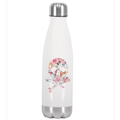 Summer Flower Skull Stainless Steel Insulated Water Bottle