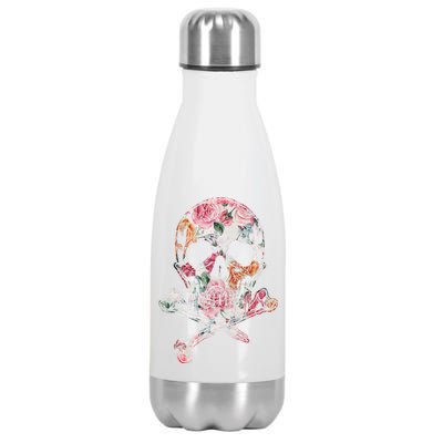 Summer Flower Skull Stainless Steel Insulated Water Bottle