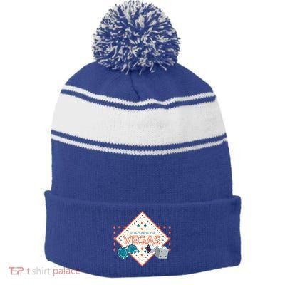 Summer In Vegas Stripe Pom Pom Beanie