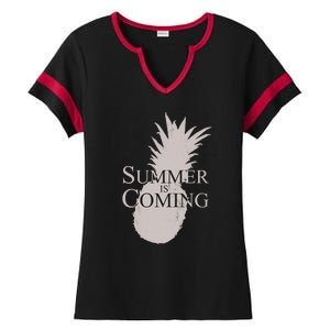 Summer Is Coming Pineapple Ladies Halftime Notch Neck Tee