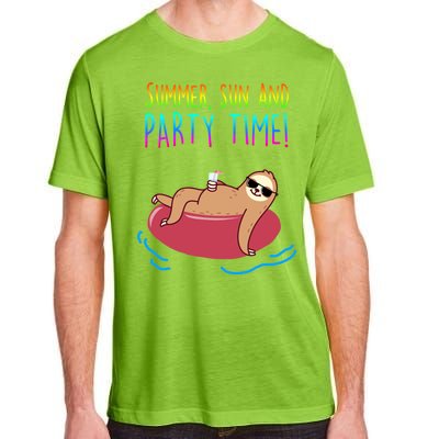 Summer Sun And Party Time Sloth Loungin Adult ChromaSoft Performance T-Shirt