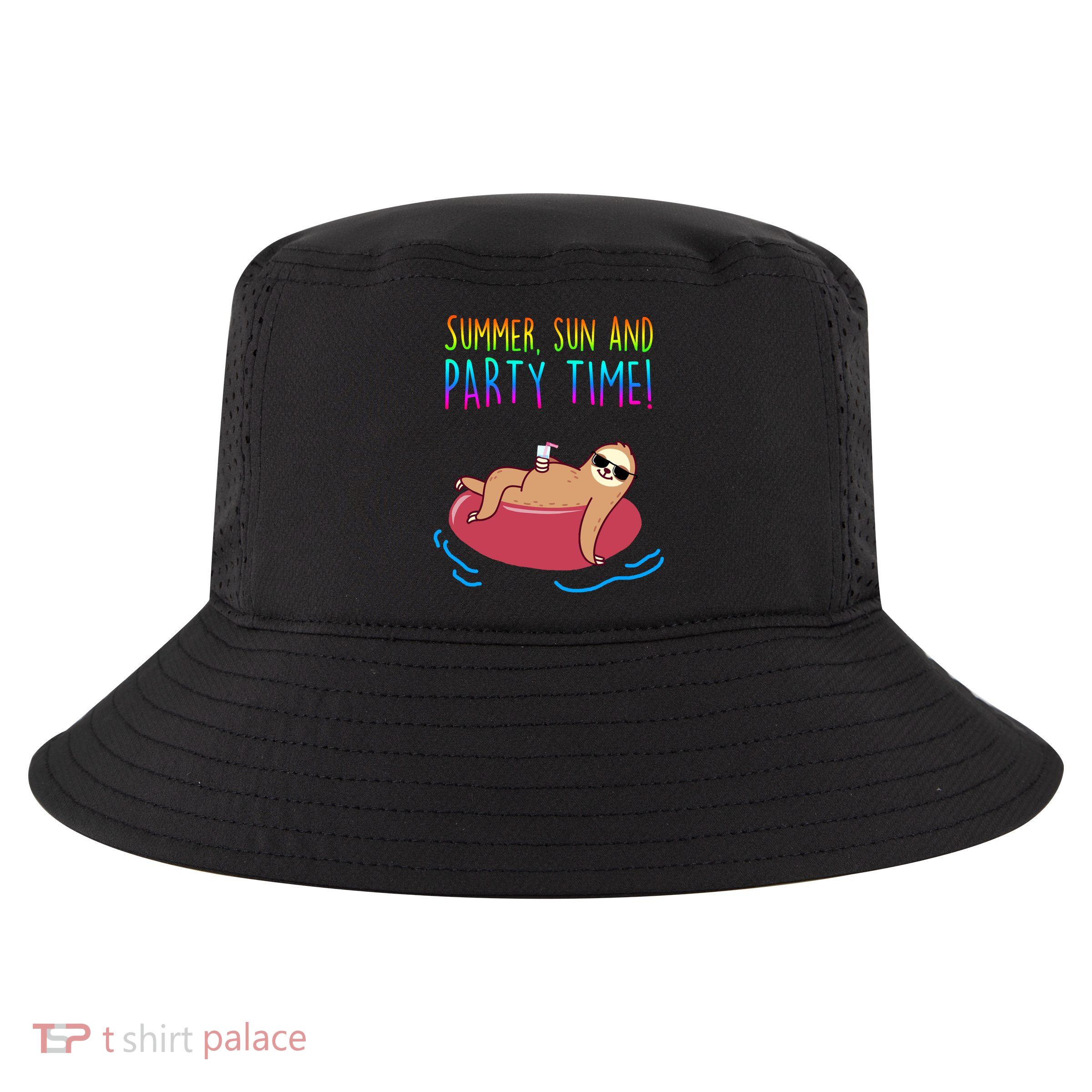 Summer Sun And Party Time Sloth Loungin Cool Comfort Performance Bucket Hat