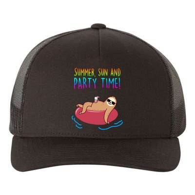 Summer Sun And Party Time Sloth Loungin Yupoong Adult 5-Panel Trucker Hat