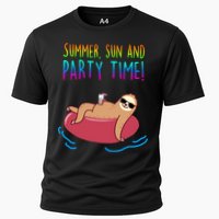 Summer Sun And Party Time Sloth Loungin Cooling Performance Crew T-Shirt