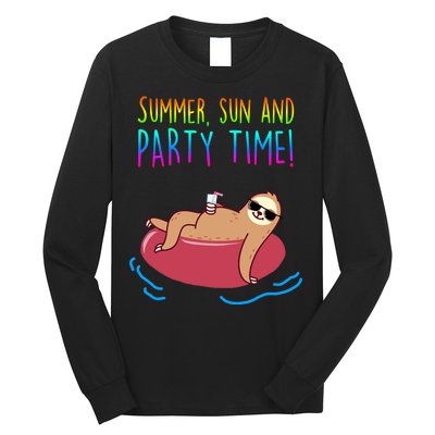 Summer Sun And Party Time Sloth Loungin Long Sleeve Shirt