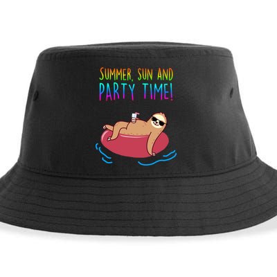 Summer Sun And Party Time Sloth Loungin Sustainable Bucket Hat