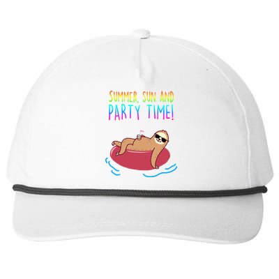 Summer Sun And Party Time Sloth Loungin Snapback Five-Panel Rope Hat