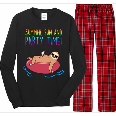 Summer Sun And Party Time Sloth Loungin Long Sleeve Pajama Set