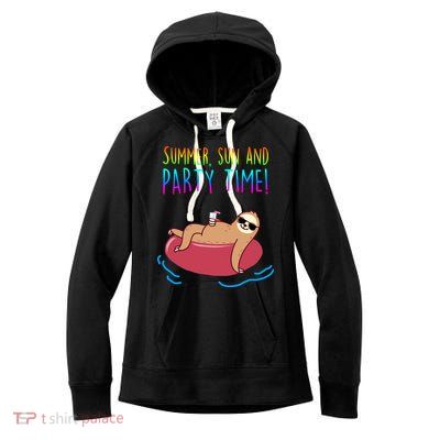 Summer Sun And Party Time Sloth Loungin Women's Fleece Hoodie