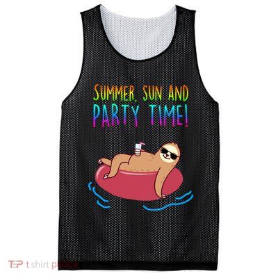 Summer Sun And Party Time Sloth Loungin Mesh Reversible Basketball Jersey Tank