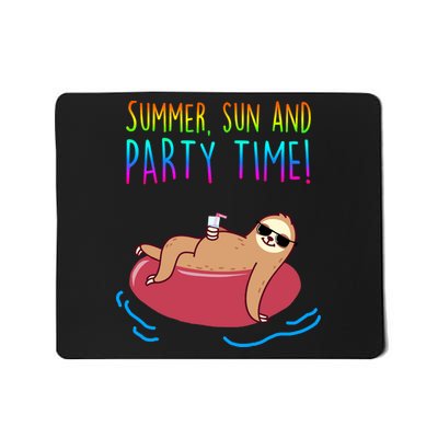 Summer Sun And Party Time Sloth Loungin Mousepad