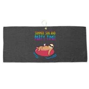 Summer Sun And Party Time Sloth Loungin Large Microfiber Waffle Golf Towel