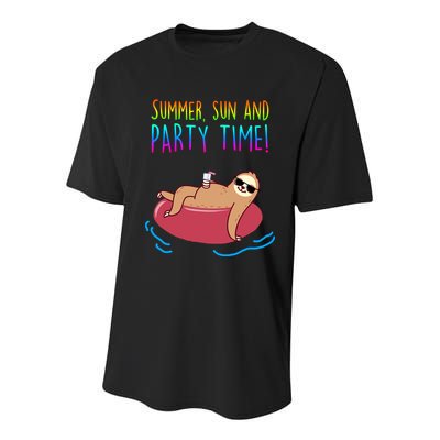 Summer Sun And Party Time Sloth Loungin Youth Performance Sprint T-Shirt