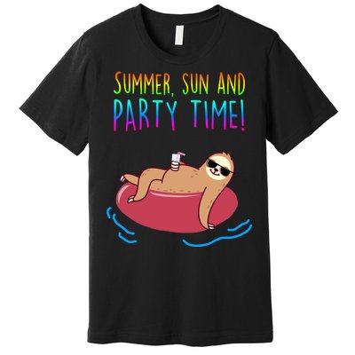 Summer Sun And Party Time Sloth Loungin Premium T-Shirt