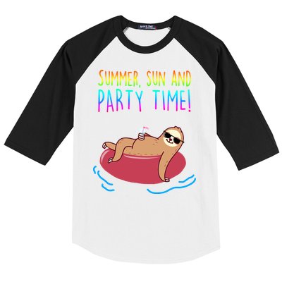 Summer Sun And Party Time Sloth Loungin Baseball Sleeve Shirt