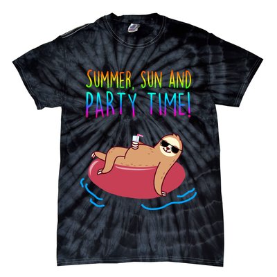 Summer Sun And Party Time Sloth Loungin Tie-Dye T-Shirt