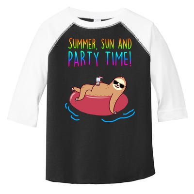 Summer Sun And Party Time Sloth Loungin Toddler Fine Jersey T-Shirt