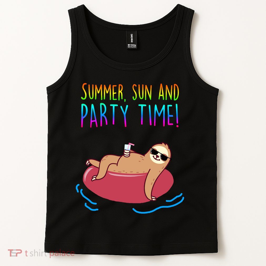 Summer Sun And Party Time Sloth Loungin Tank Top