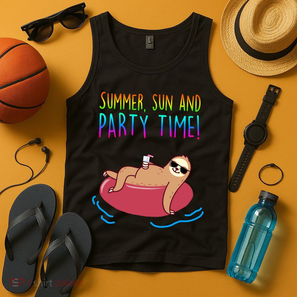 Summer Sun And Party Time Sloth Loungin Tank Top
