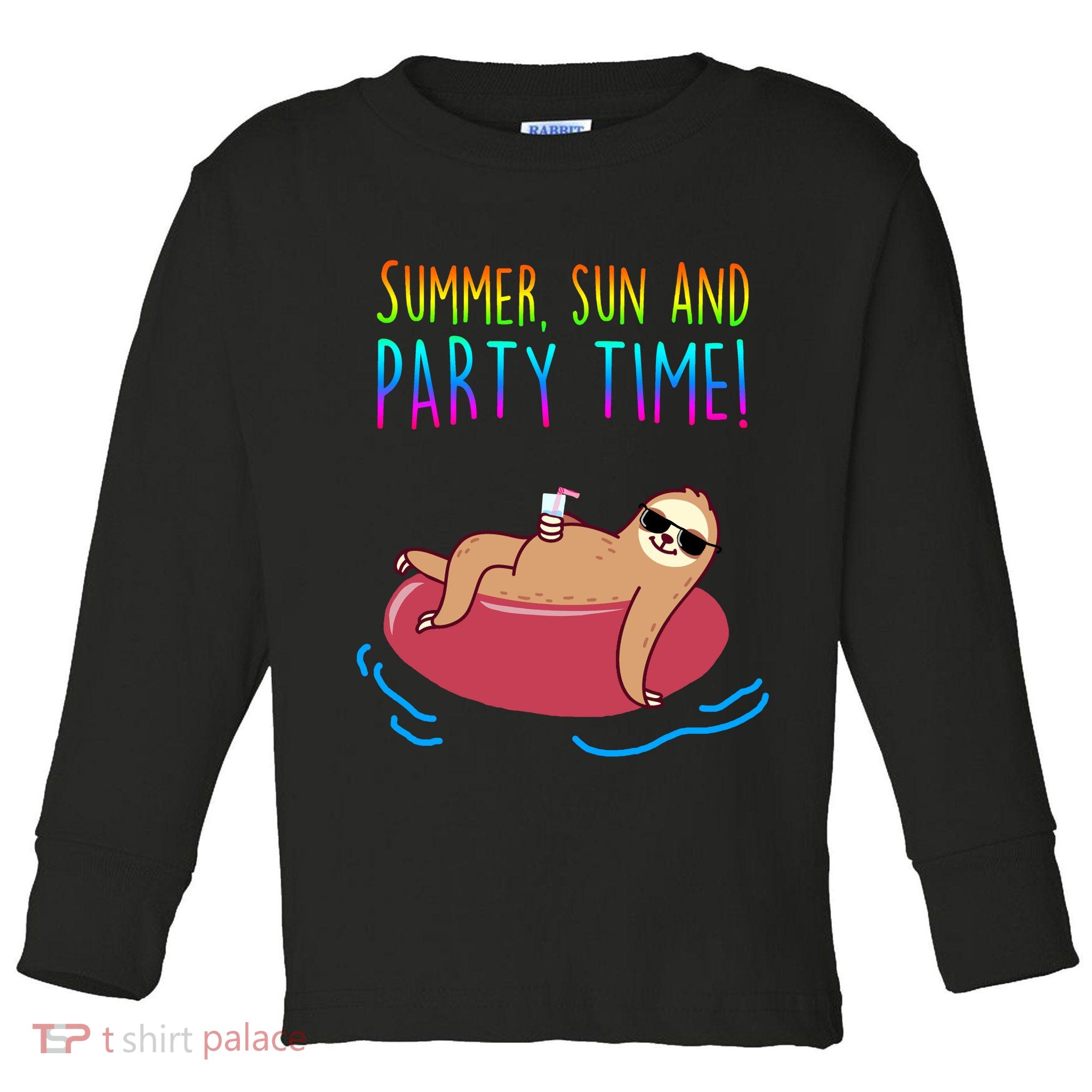 Summer Sun And Party Time Sloth Loungin Toddler Long Sleeve Shirt
